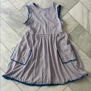 Mini Boden White and Purple with Blue Sleeveless Sundress